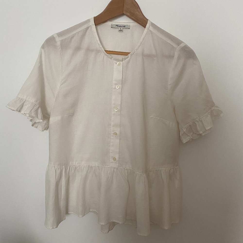 Madewell Banded Collar Ruffle Shirt